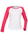 Dames Baseball T-shirt SF SK271 White-Hot pink
